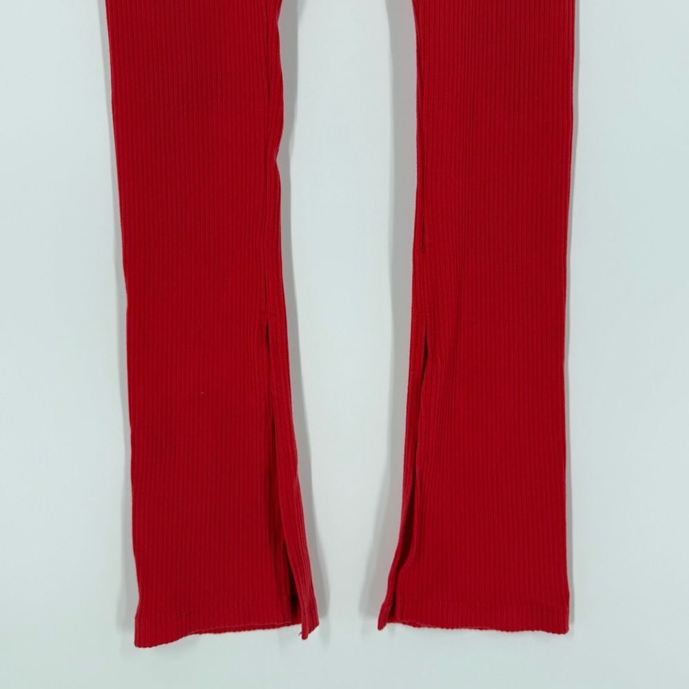 Year of Ours 9 to 5 Ribbed Slit Hem Legging in Red | Small - Picture 5 of 9